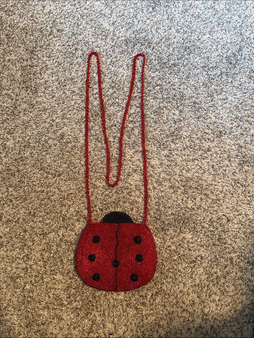 Red Beaded Ladybug Crossbody Bag